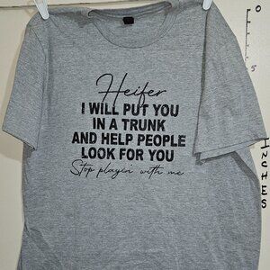 Grey Graphic Quote Tee XL Short Sleeve Western Logo